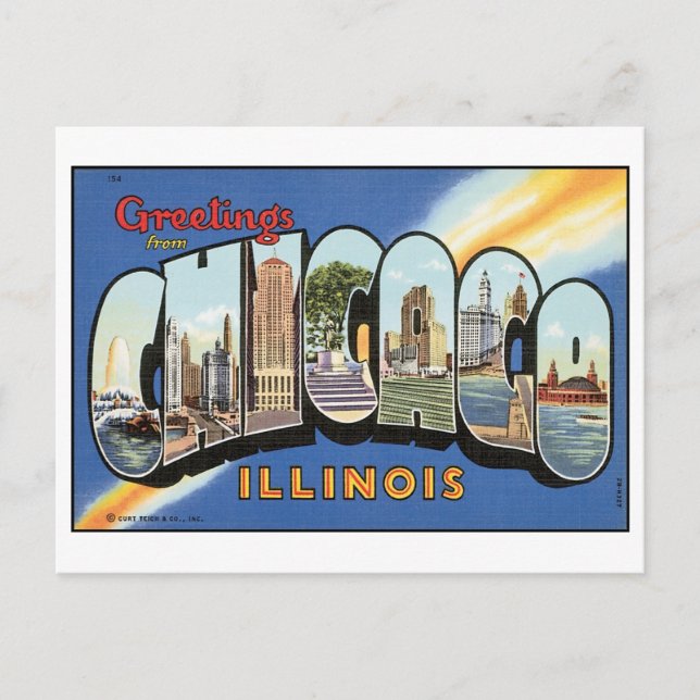 Carte Postale Salutations de Chicago Vintage Postcard (Devant)