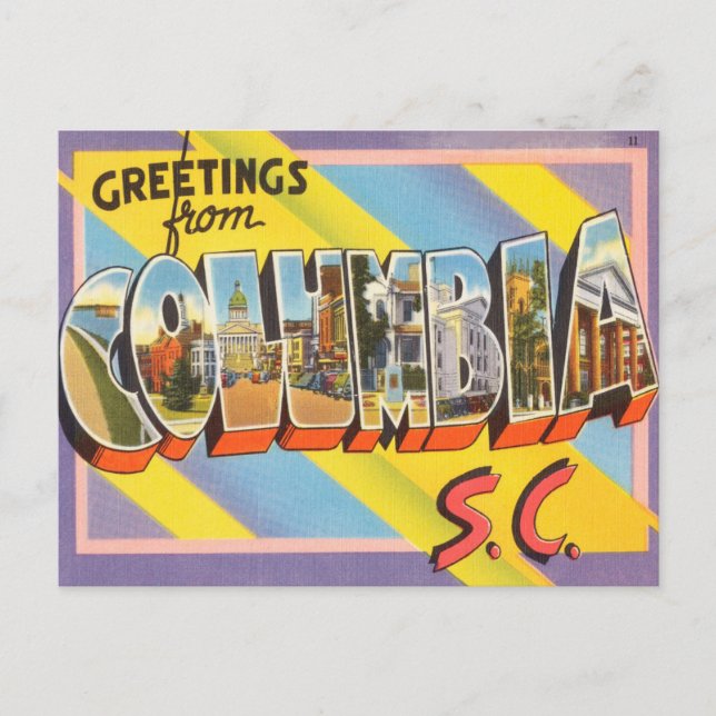 Carte Postale Salutations de Columbia, Caroline du Sud Voyage (Devant)