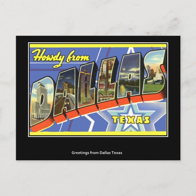 Carte Postale Salutations de Dallas Vintage Postcard (Devant)