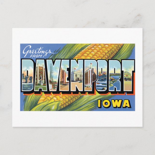 Carte Postale Salutations de Davenport, Iowa ! (Devant)
