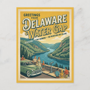 Carte Postale Salutations de Delaware Water Gap Rétro