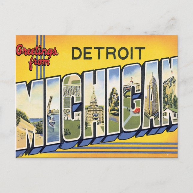 Carte Postale Salutations De Detroit Michigan (Devant)