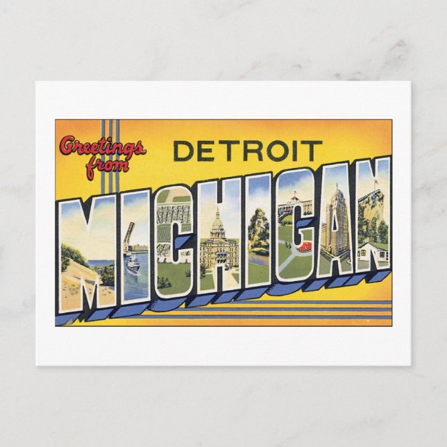 Carte Postale Salutations de Detroit, Michigan (Devant)