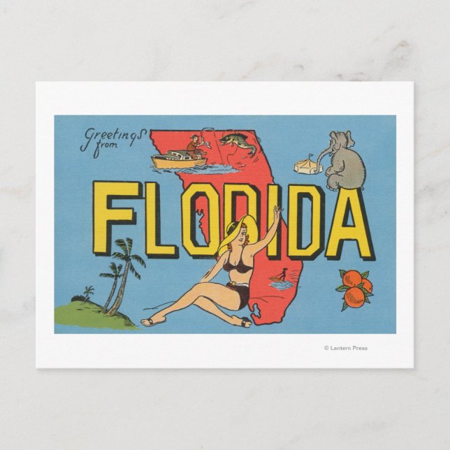 Carte Postale Salutations de Floride (Bleu)Floride (Devant)