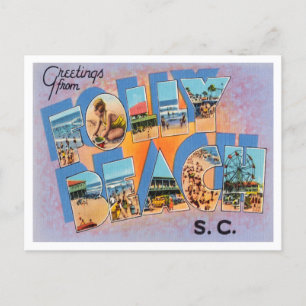 Carte Postale Salutations de Folly Beach, Caroline du Sud Voyage