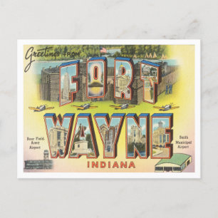 Carte Postale Salutations de Fort Wayne, Vintage voyage de l'Ind