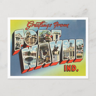 Carte Postale Salutations de Fort Wayne, Vintage voyage de l'Ind