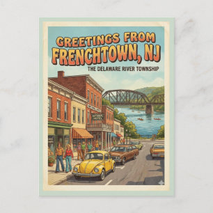 Carte Postale Salutations de Frenchtown NJ Rétro