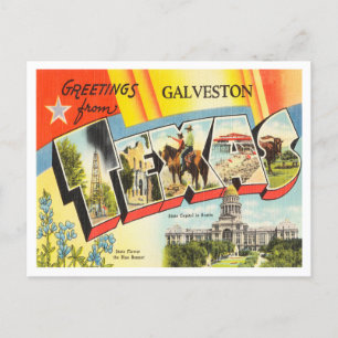 Carte Postale Salutations de Galveston, Vintage voyage du Texas