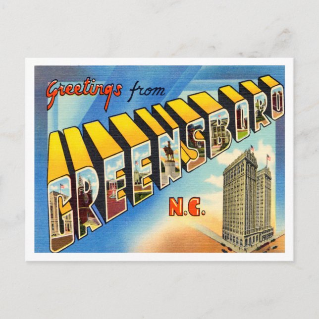 Carte Postale Salutations de Greensboro, Caroline du Nord Voyage (Devant)
