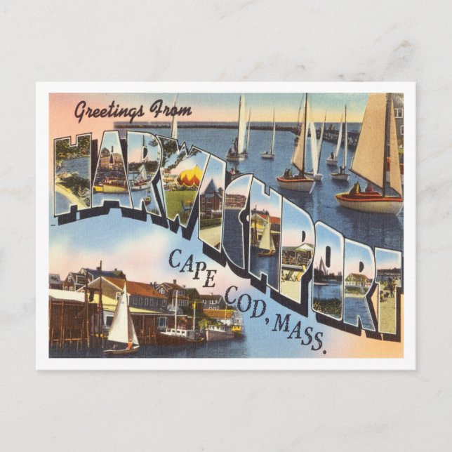 Carte Postale Salutations de Harwichport, Cape Cod, Messe. Voyag (Devant)