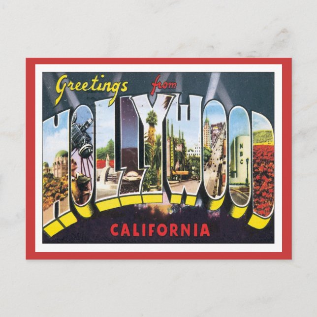 Carte Postale Salutations De Hollywood California (Devant)