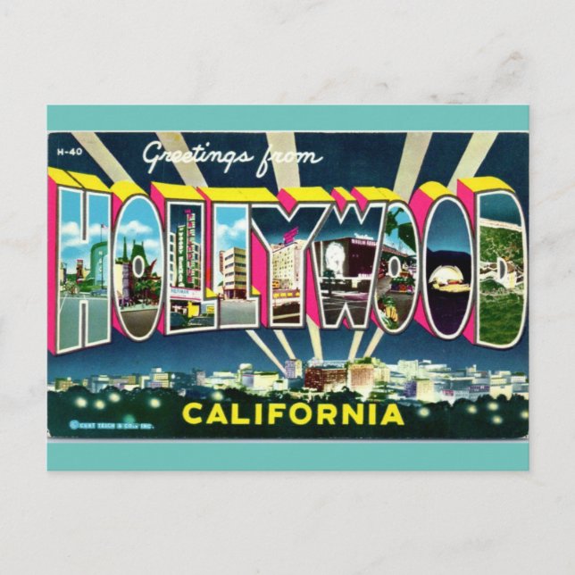 Carte Postale Salutations de Hollywood California Travel (Devant)