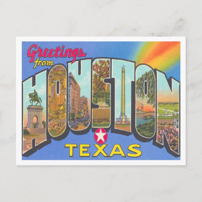 Carte Postale Salutations de Houston, Texas Vintage voyage (Devant)