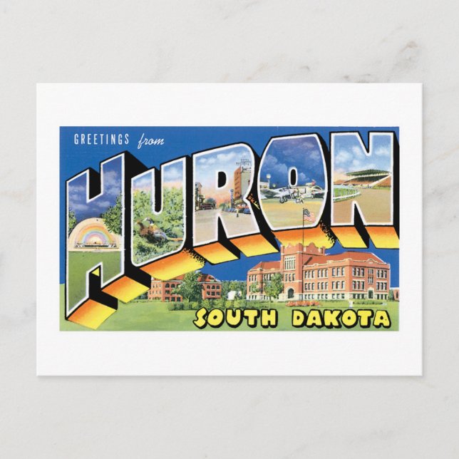 Carte Postale Salutations de Huron, Dakota du Sud (Devant)
