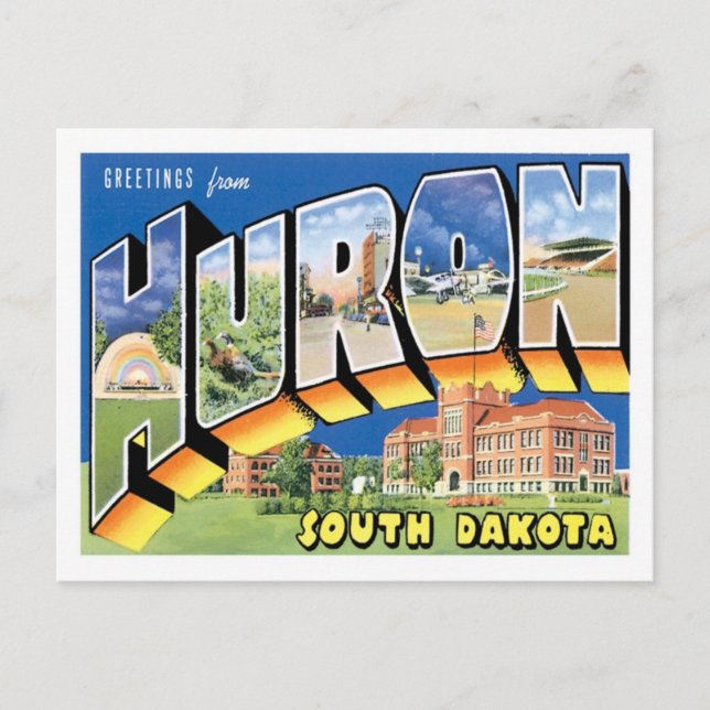 Carte Postale Salutations de Huron South Dakota US City (Devant)
