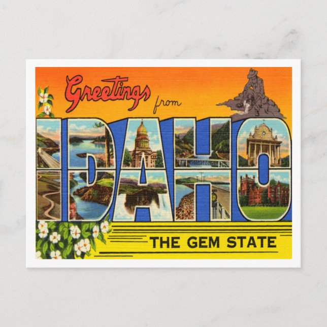 Carte Postale Salutations de Idaho, The Gem State Travel (Devant)