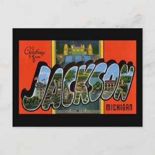 Carte Postale Salutations de Jackson Michigan