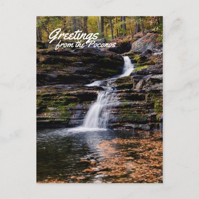 Carte Postale Salutations de la Cascade d'automne de Poconos (Devant)