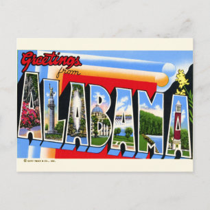 Carte Postale Salutations de la lettre majuscule de l'Alabama su