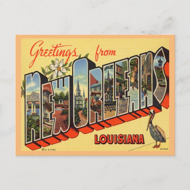 Carte Postale Salutations de la Nouvelle-Orléans, Louisiane Trav (Devant)