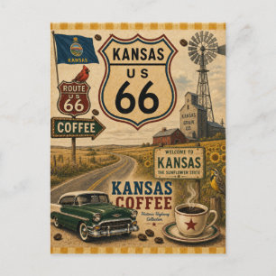 Carte Postale Salutations de la Route 66 de l'État du Tournesol