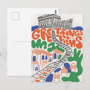 Carte Postale Salutations de la ville d'Athènes