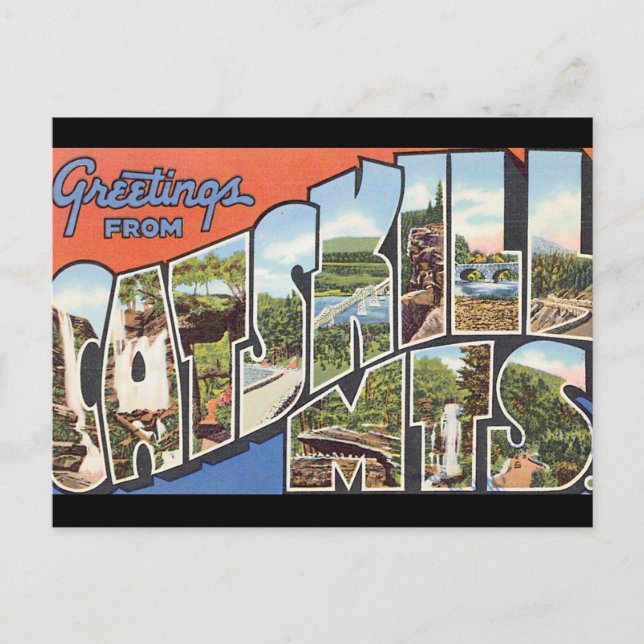Carte Postale Salutations de l'affiche Catskill Mts_Vintage voya (Devant)