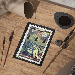Carte Postale Salutations de l'Alaska Vintage Postage Timamp