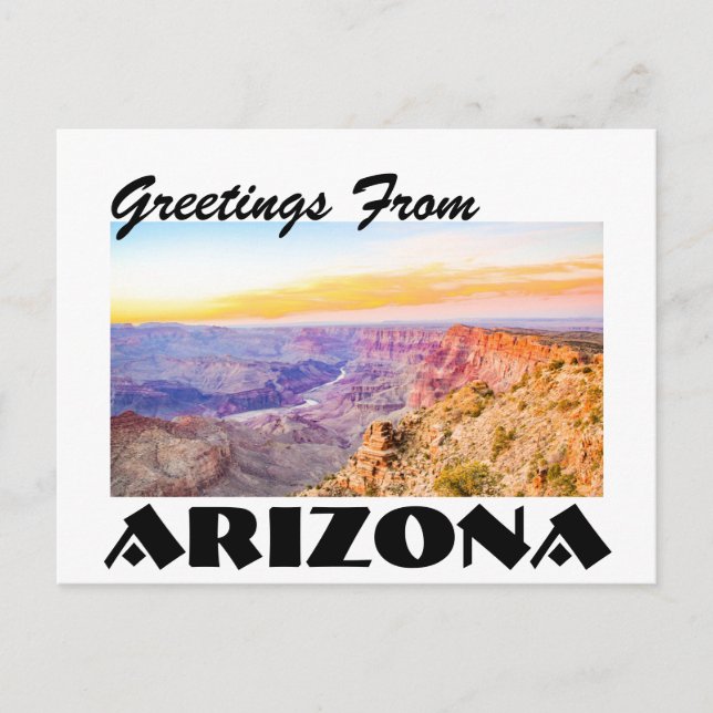 Carte Postale Salutations de l'Arizona Grand Canyon Sunset Postc (Devant)