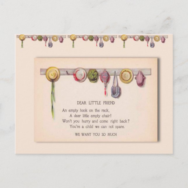 Carte Postale Salutations de l'école, pour un enfant malade (Devant)