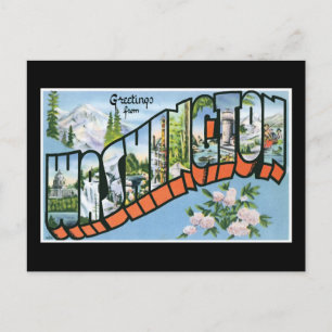 Carte Postale Salutations de l'État de Washington ! Tournée rétr