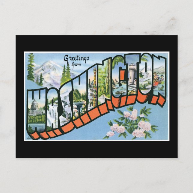 Carte Postale Salutations de l'État de Washington ! Tournée rétr (Devant)
