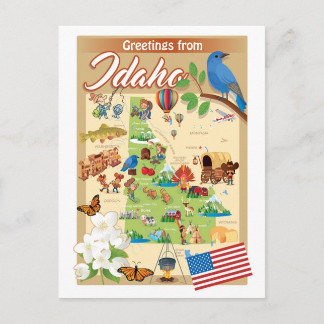Carte Postale Salutations de l'Idaho (Devant)