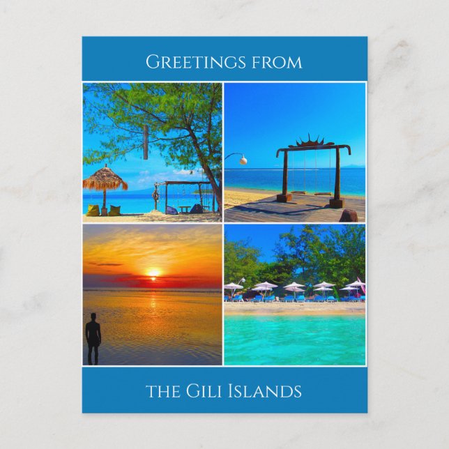 Carte Postale salutations de l'île gili (Devant)