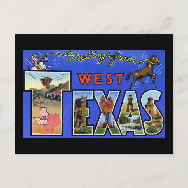 Carte Postale Salutations de l'ouest du Texas (Devant)