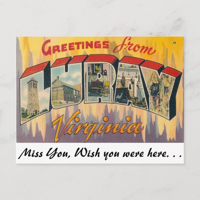 Carte Postale Salutations de Luray, Virginie (Devant)