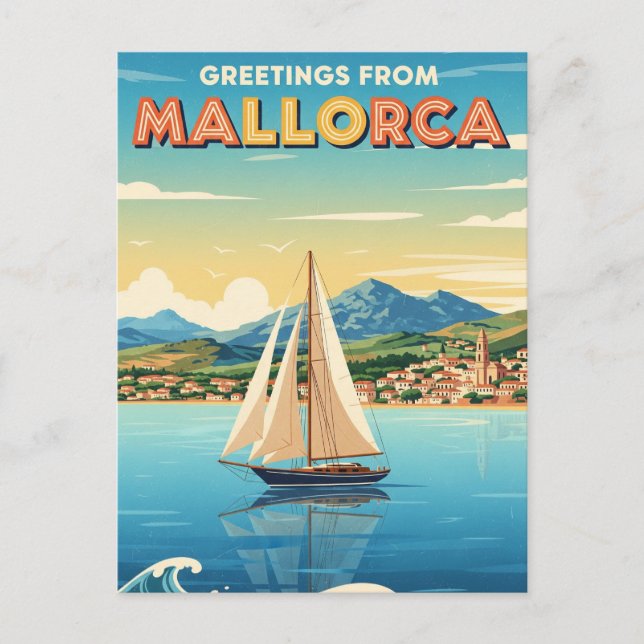 Carte Postale Salutations de Mallorca Espagne Travel (Devant)