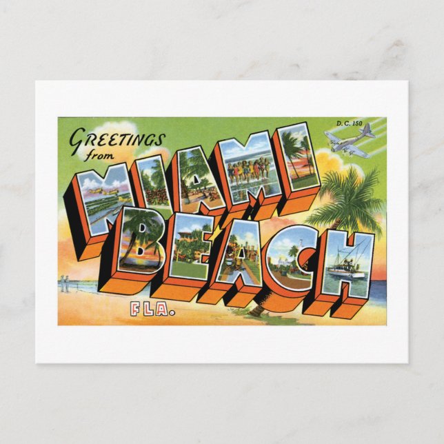 Carte Postale Salutations de Miami Beach, Floride! (Devant)