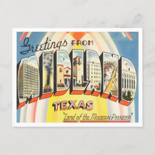 Carte Postale Salutations de Midland, Vintage voyage du Texas