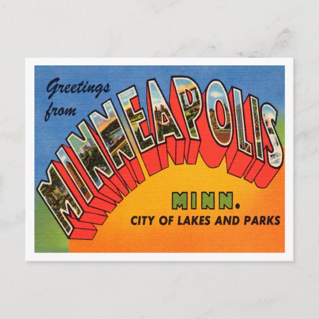 Carte Postale Salutations de Minneapolis, Minnesota Travel (Devant)
