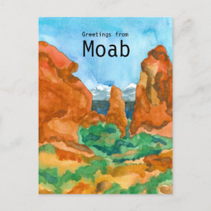 Carte Postale Salutations de Moab Utah Red Rock Mountains Desert