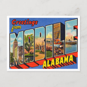 Carte Postale Salutations de Mobile, Vintage voyage Alabama