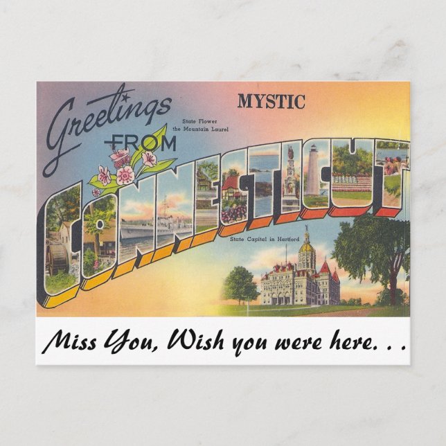 Carte Postale Salutations de mystic, Connecticut (Devant)