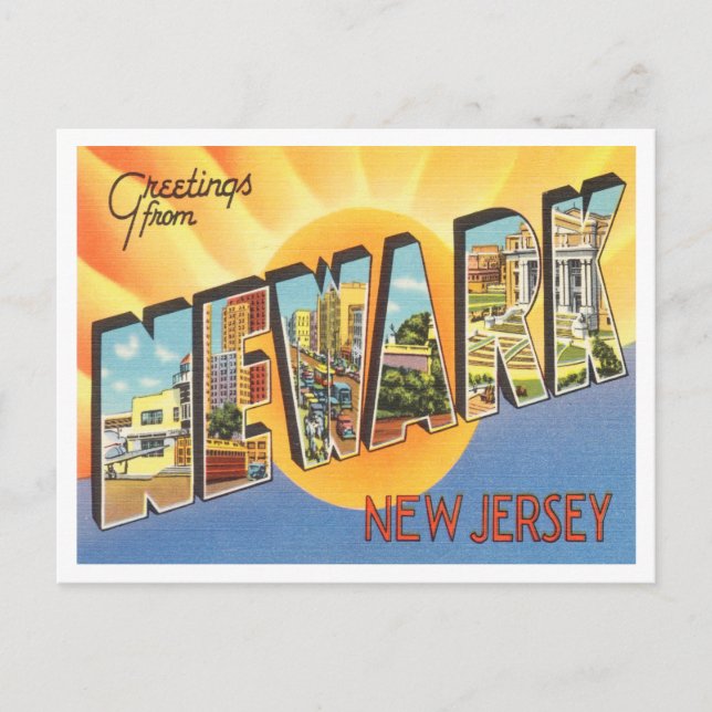 Carte Postale Salutations de Newark, New Jersey Vintage voyage (Devant)