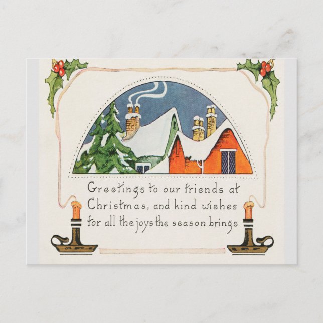 Carte Postale Salutations de Noël à nos amis (Devant)