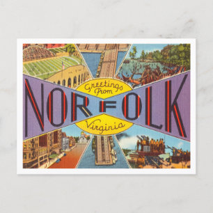 Carte Postale Salutations de Norfolk, Vintage voyage de Virginie