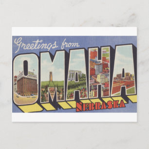 Carte Postale Salutations de Omaha NE Grande Lettre thème vintag
