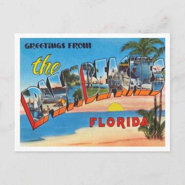 Carte Postale Salutations de Palm Beaches, Floride Travel (Devant)