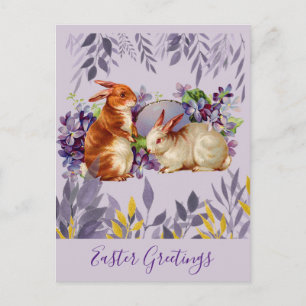 Carte Postale Salutations de Pâques vintages Lapin Lapin Rabbit